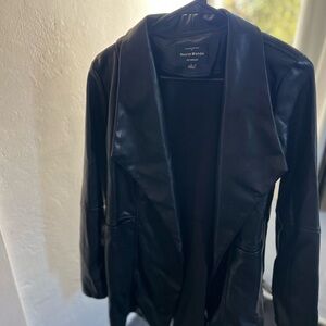 New Black leather coat jacket/ size large